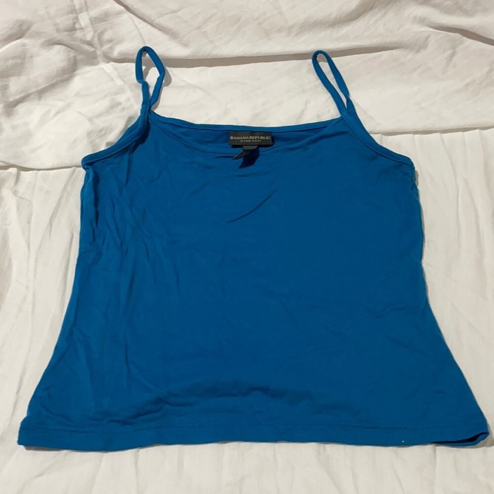 Banana Republic S deep turquoise nylon spandex blend spaghetti strap tank euc
